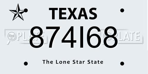 874I68 Texas License Plate