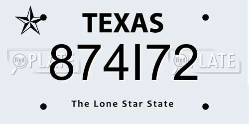 874I72 Texas License Plate