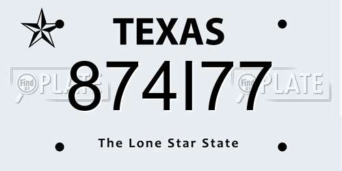 874I77 Texas License Plate