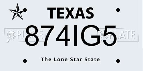 874IG5 Texas License Plate