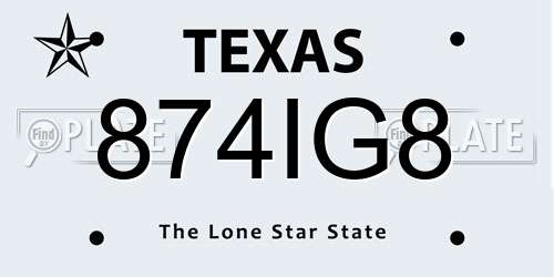 874IG8 Texas License Plate