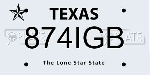 874IGB Texas License Plate