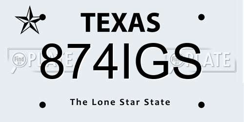 874IGS Texas License Plate