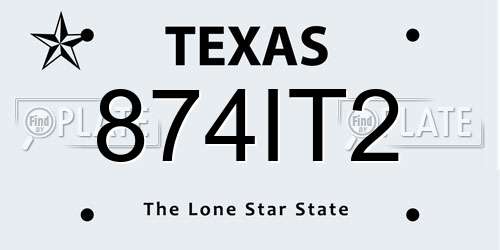 874IT2 Texas License Plate