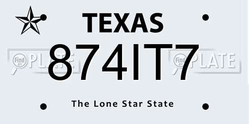 874IT7 Texas License Plate
