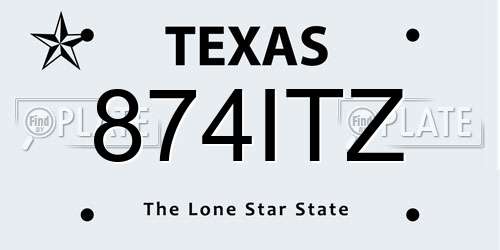 874ITZ Texas License Plate