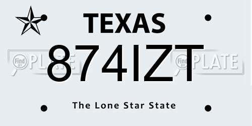 874IZT Texas License Plate