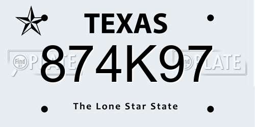 874K97 Texas License Plate
