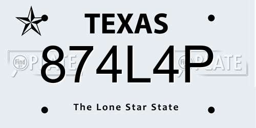 874L4P Texas License Plate