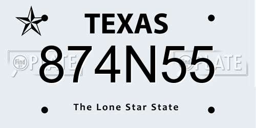 874N55 Texas License Plate
