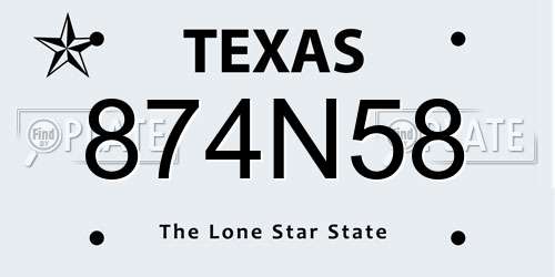 874N58 Texas License Plate