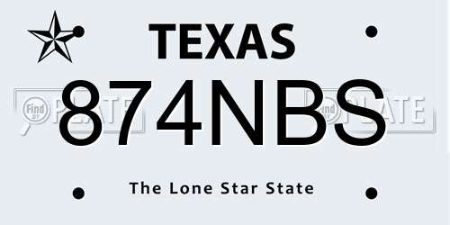 874NBS Texas License Plate