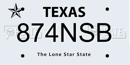 874NSB Texas License Plate