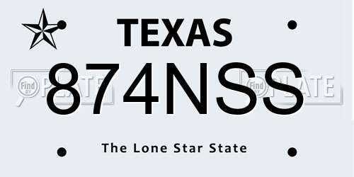 874NSS Texas License Plate