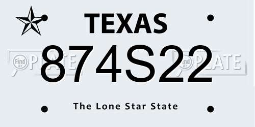 874S22 Texas License Plate