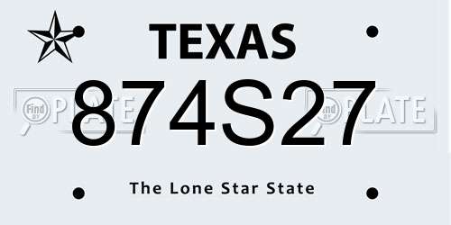 874S27 Texas License Plate