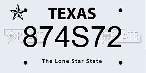 874S72 Texas License Plate