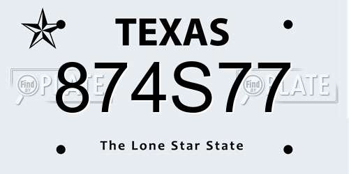 874S77 Texas License Plate