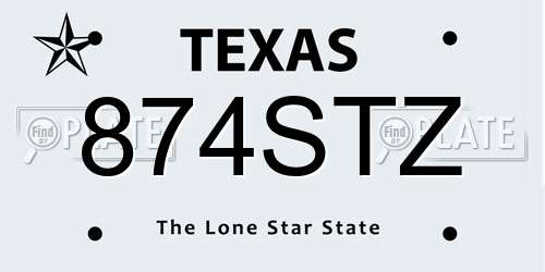 874STZ Texas License Plate