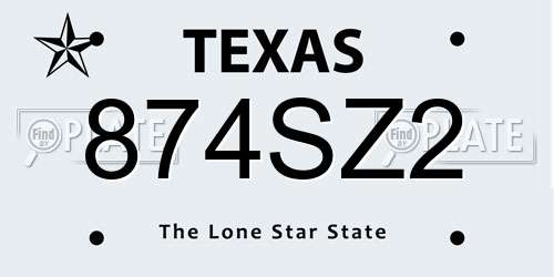 874SZ2 Texas License Plate