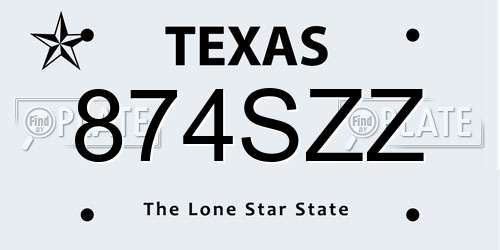 874SZZ Texas License Plate