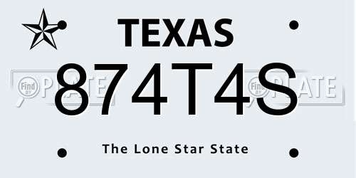 874T4S Texas License Plate