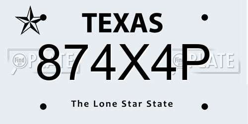 874X4P Texas License Plate