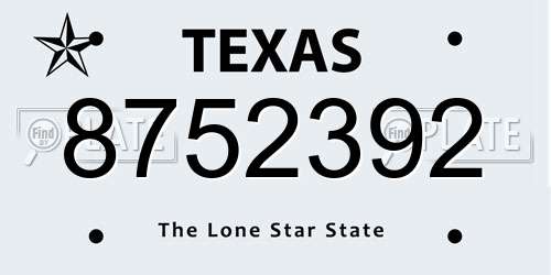 8752392 Texas License Plate