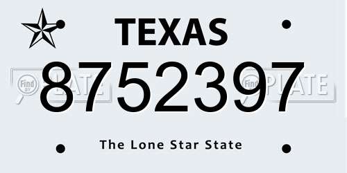 8752397 Texas License Plate