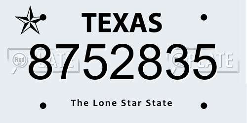 8752835 Texas License Plate