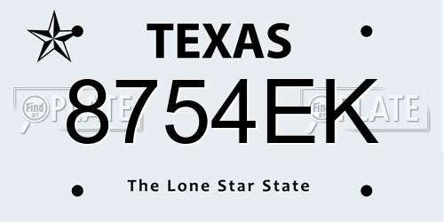 8754EK Texas License Plate
