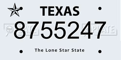 8755247 Texas License Plate