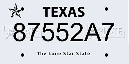 87552A7 Texas License Plate