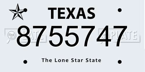 8755747 Texas License Plate