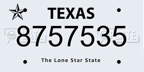8757535 Texas License Plate