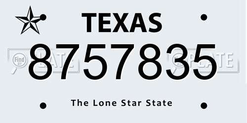 8757835 Texas License Plate