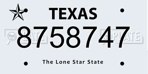8758747 Texas License Plate