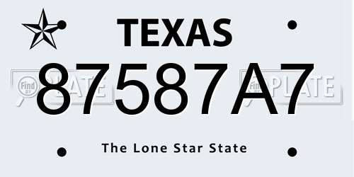 87587A7 Texas License Plate