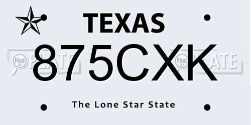 875CXK Texas License Plate