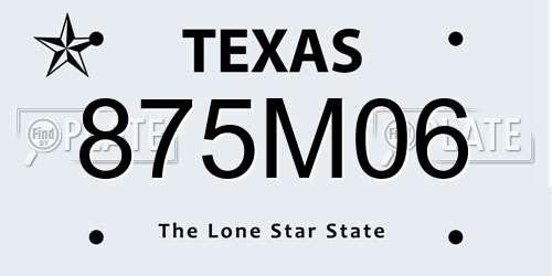 875M06 Texas License Plate