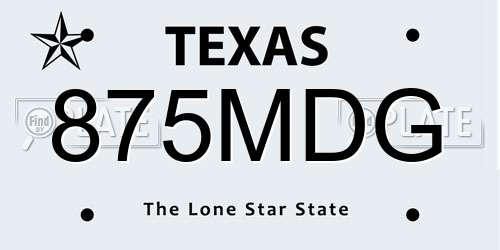 875MDG Texas License Plate