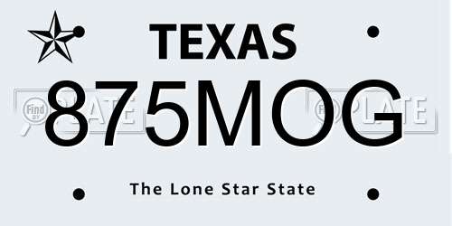 875MOG Texas License Plate
