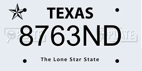 8763ND Texas License Plate