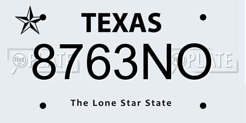 8763NO Texas License Plate