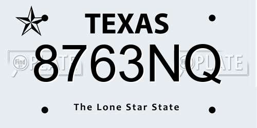 8763NQ Texas License Plate