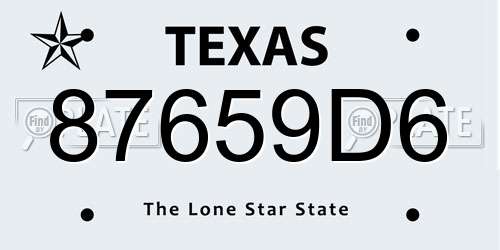 87659D6 Texas License Plate