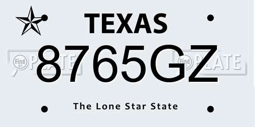 8765GZ Texas License Plate