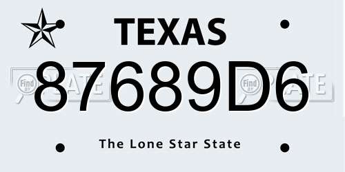 87689D6 Texas License Plate