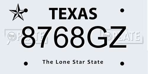 8768GZ Texas License Plate