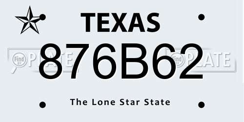 876B62 Texas License Plate